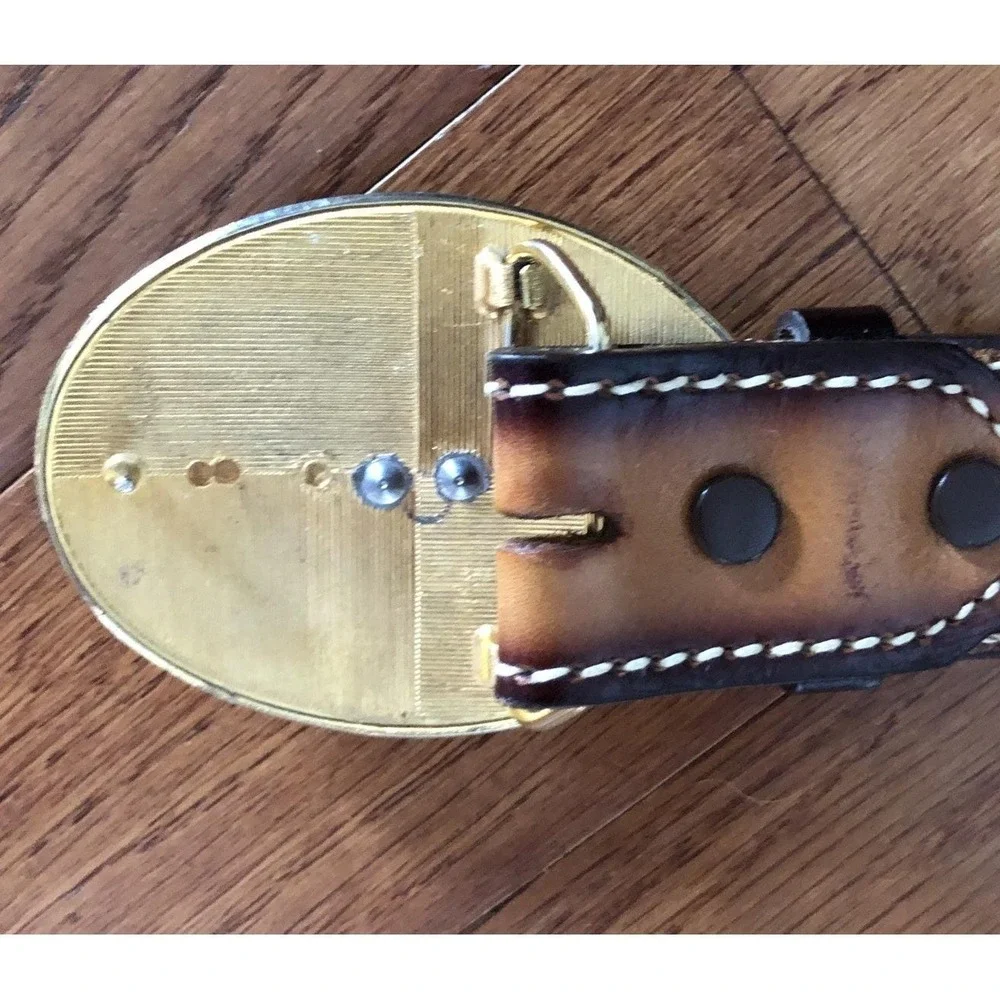 Vtg Leather Belt & Buckle Name 